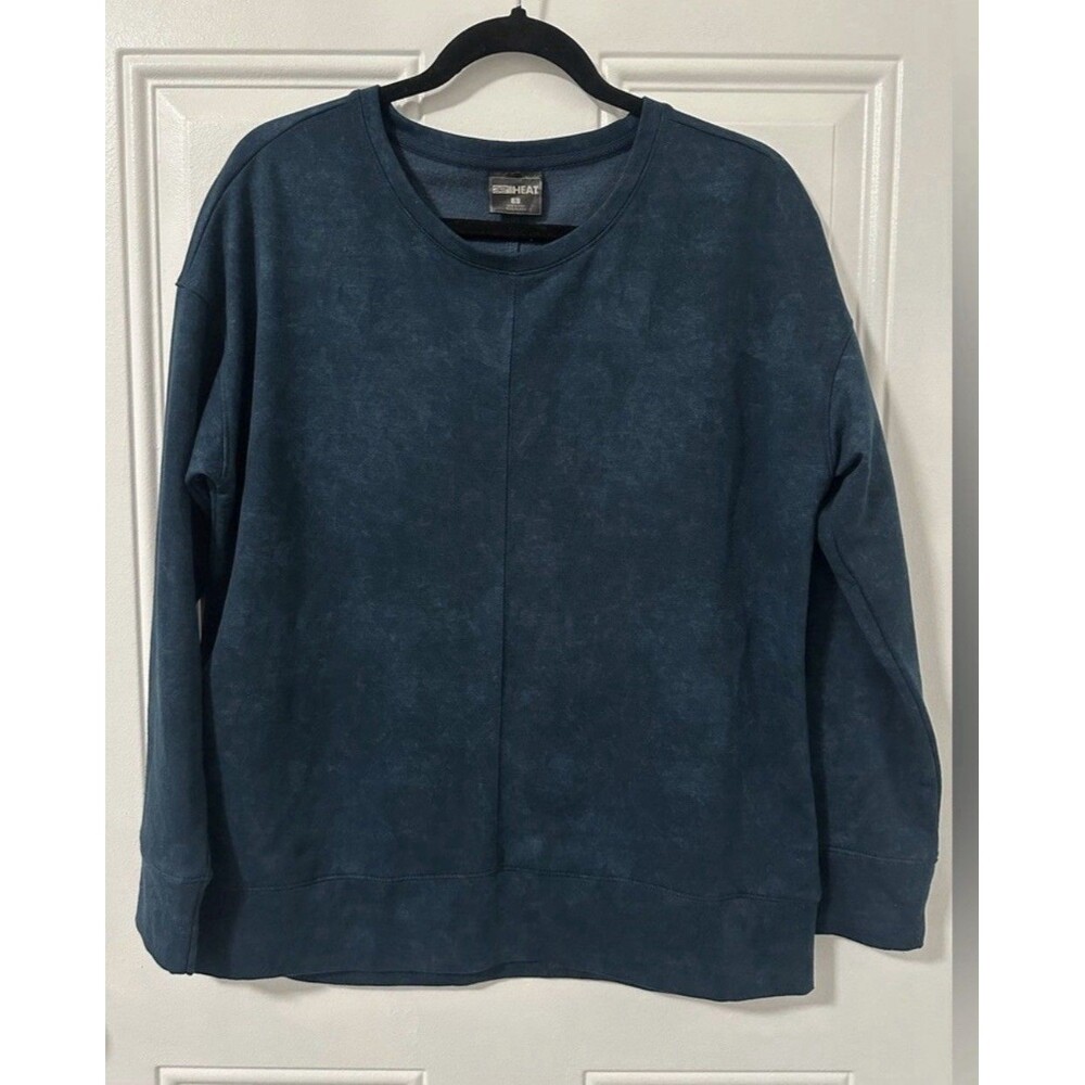 32 Degrees Heat Women’s Fleece Top Small Blue Mineral Wash Long Sleeve
